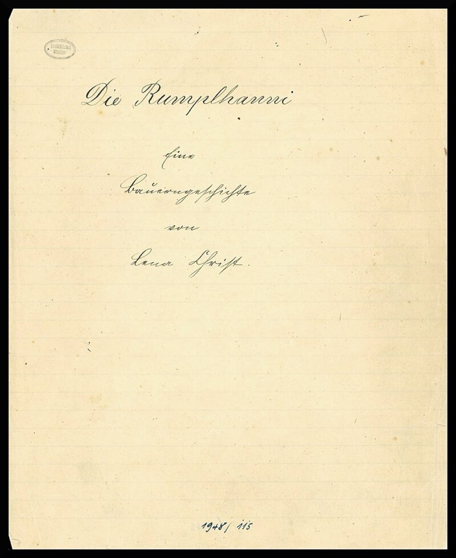 Die Rumplhanni — Manuskript-Titelblatt
